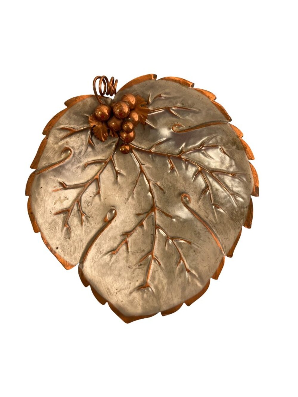 Vintage Grape Leaf Tray Italian Mixed Metal Leaf Shaped Dish